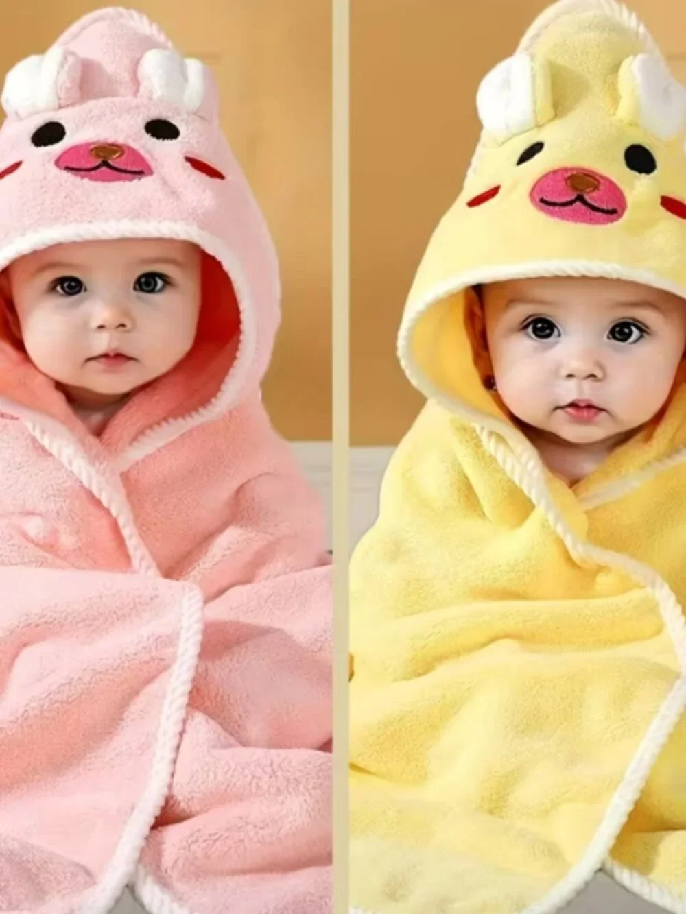 Baby Hooded Bath Towels 31.5 x 31.5 Inch, Ultra Soft & Absorbent, 4-Pack